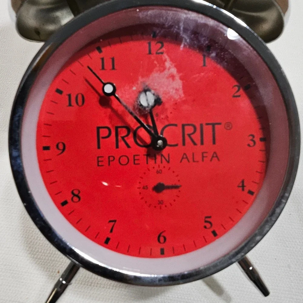 Vtg Procrit‎ Epoetin Alfa Alarm Clock Advertising Double Bell Chrome Twin Bell